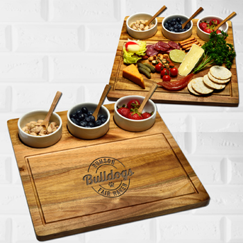 Acacia Charcuterie Board with Serving Bowls 